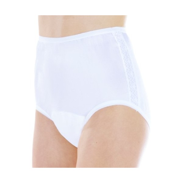 1-Pack Women's White Nylon and Lace Incontinence Panties Small (Fits Hip 35-37")