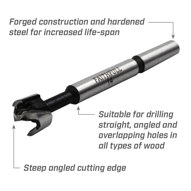 Faithfull FAIFOR14 Forstner Bit for Hardwood, Softwood, Drilling, Boring, Straight,