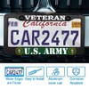 2 Pcs License Plate Frame for U.S. Army Veteran Black