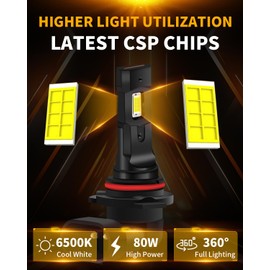 Dechiramo Compatible For 2007 2008 2009 2010 2011 2012 2013 Toyota Tundra High Low Beam, Super Brightness 6000K White light,Car interior light bulb(Pack of 4)