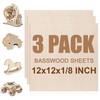 3 Pack Basswood Sheets 12"x12"x1/8", 3mm Basswood for Laser Cutting
