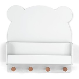 babyGap by Delta Children Brannan Bear Wall Shelf with 4 Hooks, White