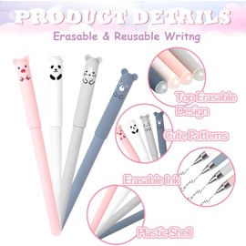 KANGSIT 26 Pcs Cute Animal Gel Pen Set, 0.35mm Cartoon Animal Erasable Black Ink Gel Pen Student Stationery Office Gift Back To School Gift Set