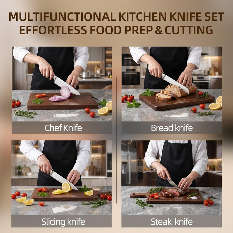 ZHANG XIAO QUAN 15-Piece Kitchen Knife Set with Block, High