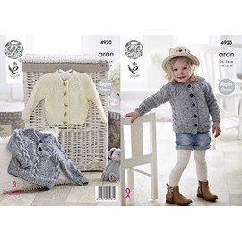 King Cole 4920 Knitting Pattern Baby Childrens Cardigan and Sweater in Big Value Aran,Multicolor,14" - 22" chest
