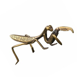 NUOBESTY Copper Praying Mantis, Feng Shui Brass Mantis Statue Animal Garden Sculpture Figurine for Art Graden Yard Tea Table Easter Feastival Decor Collectible Gift Gold