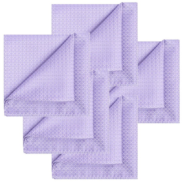 KissTies 5 PCS Lavender Iris Pocket Square Bundle Wedding Handkerchiefs