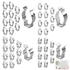 48PCS Assorted Various Size Metal Terry Spring Clips Garden Tool Storage Walls Clip Stainless Wall Mounted Hanging Tidy Hook Heavy Duty Tool Hooks Holder for Garage Sheds Yards Cupboards Broom Brushe