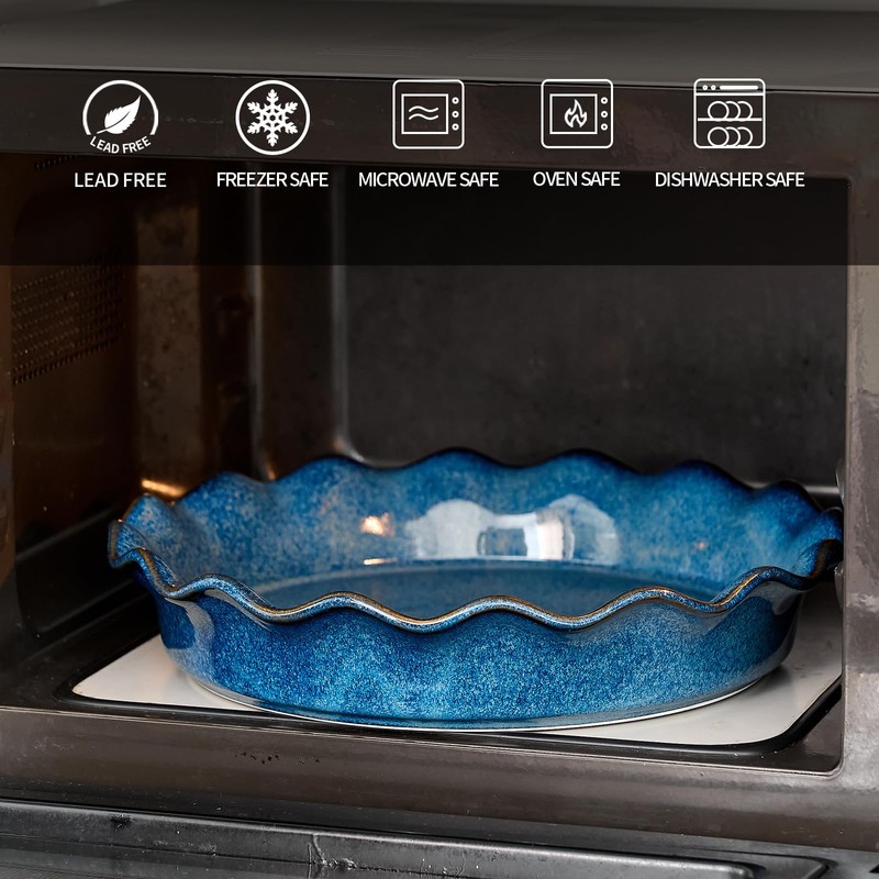SIDUCAL Ceramic Pie Pan for Baking[10.5 inch],Reusable NonStick Ceramic Pie