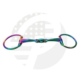 RIDING GEARS Rainbow Multi Color EGGBUTT Snaffle Horse Bits Double Jointed Horse Bit with Oval Link (4.25 INCH)
