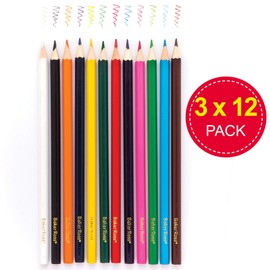 Baker Ross AR873 Value Pack of Kids, Suitable for Classroom Stationery Kits, Adults Colouring Pencils and Arts and Crafts Supplies, Assorted, (3 Boxes of 12)