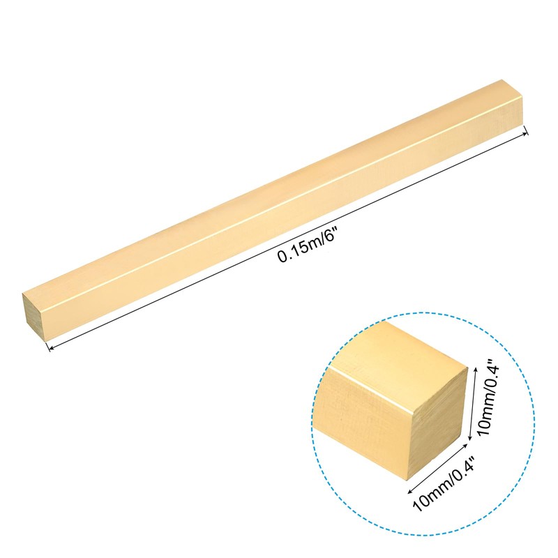 PATIKIL 2/5 x 2/5 x 6" H59 Brass Square Bar,