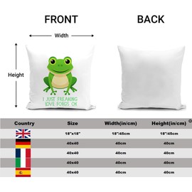 HUASHUZI Cushion Cover Frog Gifts for Women Kids Childrens Boy Decorations Throw Pillow Case Decor Home for Livingroom Couch Sofa 18"x18"(45x45cm)