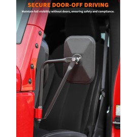 Savadicar Door Off Mirrors Compatible with Jeep Wrangler YJ/TJ/JK/JL/4XE & Gladiator JT, No Vibration or Wobble, Door Side Hinge RearView Mirrors for Wider View & Safe Driving, Black