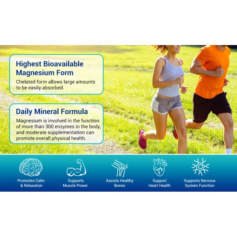 Magnesium Glycinate 500mg - 240 Capsules For Sleep, Stress Relief