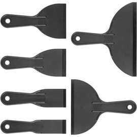 6 Pcs Plastic Putty Knife Set - Flexible Paint Scraper Tool, Black Spackle & Plastering Tool, Multi-Purpose plastic putty knife for Wall Repair and DIY Projects