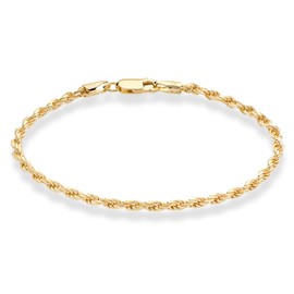 MiaBella 18K Gold Over Sterling Silver Italian 3mm Solid Diamond-Cut Braided Rope Chain Necklace Bracelet for Men Women 925 Italy 7 to 30 Inch (7.5)