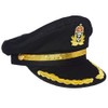 Black Admiral Captain Yacht Hat, Gold Embroidery Anchor Skippers Cap