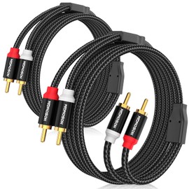 RCA Cables 16ft 2 Pack[Hi-Fi Sound, Nylon Braided, Shielded], HOSONGIN 2-Male to 2-Male RCA Audio Stereo Subwoofer Cable Auxiliary Cord for Home Theater, HDTV, Amplifiers, Hi-Fi Systems, Speakers