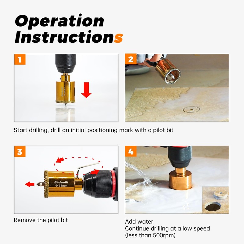 DaduoRi 3 1/2" Serrated Diamond Hole Saw with 2Pcs Removable
