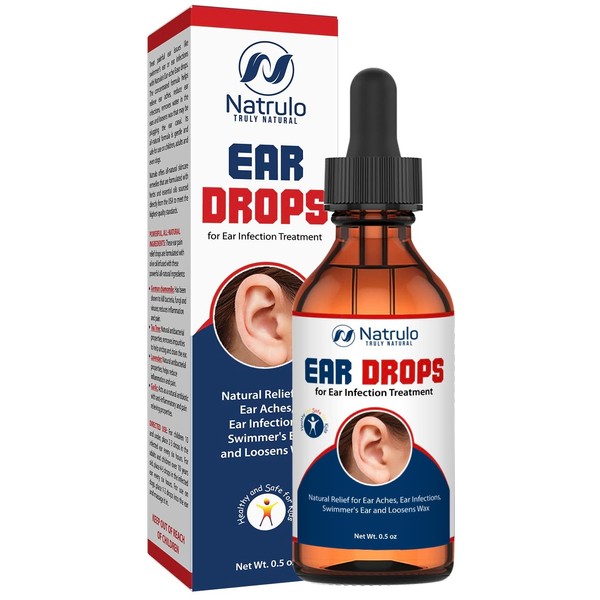 Natrulo Ear Drops for Ear Infection – Organic Ear Drops for Adult, Kids, Baby, Dog & Pets – Relieves Ear Aches, Itchy Ears, Infections, Swimmer's Ear, & Loosens Wax – Kids Safe, Made in USA