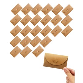 KGDUYC 25 Mini Envelopes Mini Kraft Paper with Cards Vintage Mini Kraft Paper Envelopes Blank Cards Small Envelopes with Heart Closure for Gift Cards DIY Thank You Cards