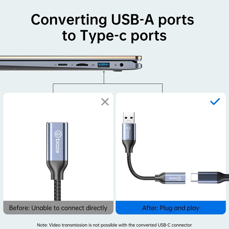 biaze USB C Female to USB Male Adapter, USB A