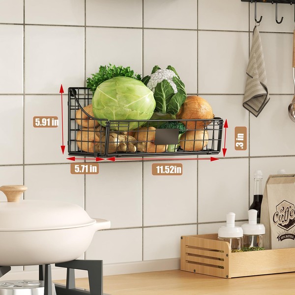Sonyabecca 4 Pack Hanging Wall Basket for Organizing, Large Wire