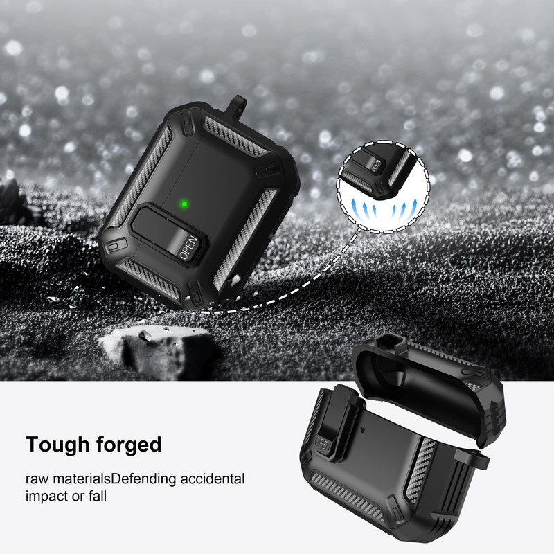 RFUNGUANGO for AirPods Pro 3 Case Carbon Fiber Series, Black