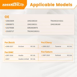 ADEERLUO High Output Alternator for-Buick Enclave 2008-2017 For-Chevy Traverse 2009-2017 For-GMC Acadia 2007-2017 For-Saturn Outlook 2007-2010 25815839