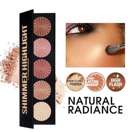 Paleta de Polvos Iluminadores, Paleta de Maquillaje Bronceadores Faciales Paleta Iluminadora Horneada Impermeable de Larga Duración Brillante para Acl