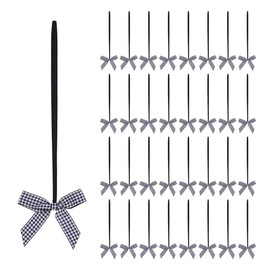 Meseey 30pcs 8 Inch Stretch Elastic Loops with Pre-Tied Ribbon Bows for Gift Wrapping,Baby Showers, Weddings, Christmas Boxes (8 Inch, Black and White)