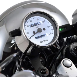 Daytona 15635 Motorbike Mechanical Speedometer, Stainless Steel Body/White Panel/White LED, φ23.6 inches (60 mm), 48.1 mile/h Display
