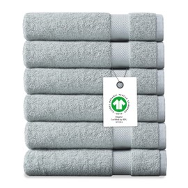 Delara Organic Cotton Luxuriously Plush Washcloths Pack of 6 | GOTS & Oeko-TEX Certified | Premium Quality Face Towels | Feather Touch Technology|650 GSM Long Staple|Soft, Quick Dry & Ultra-Absorbent