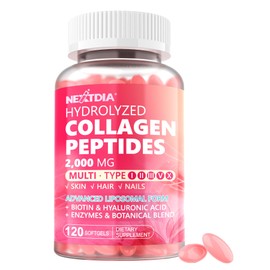 Hydrolyzed Collagen Peptides Pills for Women 2000mg Liposomal Form Type I, II, III, V, X for Optimal Absorption, Multi Collagen Softgels, Collagen Supplements with Hair, Skin & Nails Vitamins 120 Cts
