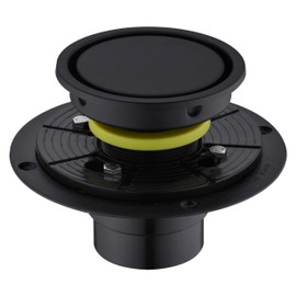 Orhemus 4 Inch Round Design Tile-in Shower Drain with Adjustable Shower Drain Base Flange, SUS 304 Stainless Steel Floor Drain with Tile Insert Grate Removable Cover, Matte Black Finished