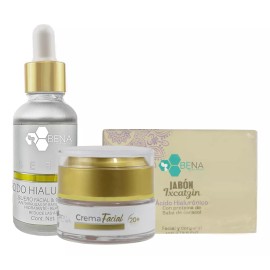 BENA Skincare Kit Serum Acido Hialuronico Jabon Crema Facial Bena