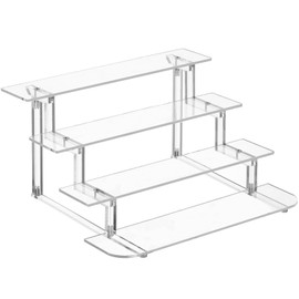 ZOMETUO 4 Tier Acrylic Display Risers, Perfume Organizer Stand, Clear Shelf Risers for Figures, Dessert Shelves for Party, Funko POP Shelves, Cupcake Stand Holder Decoration