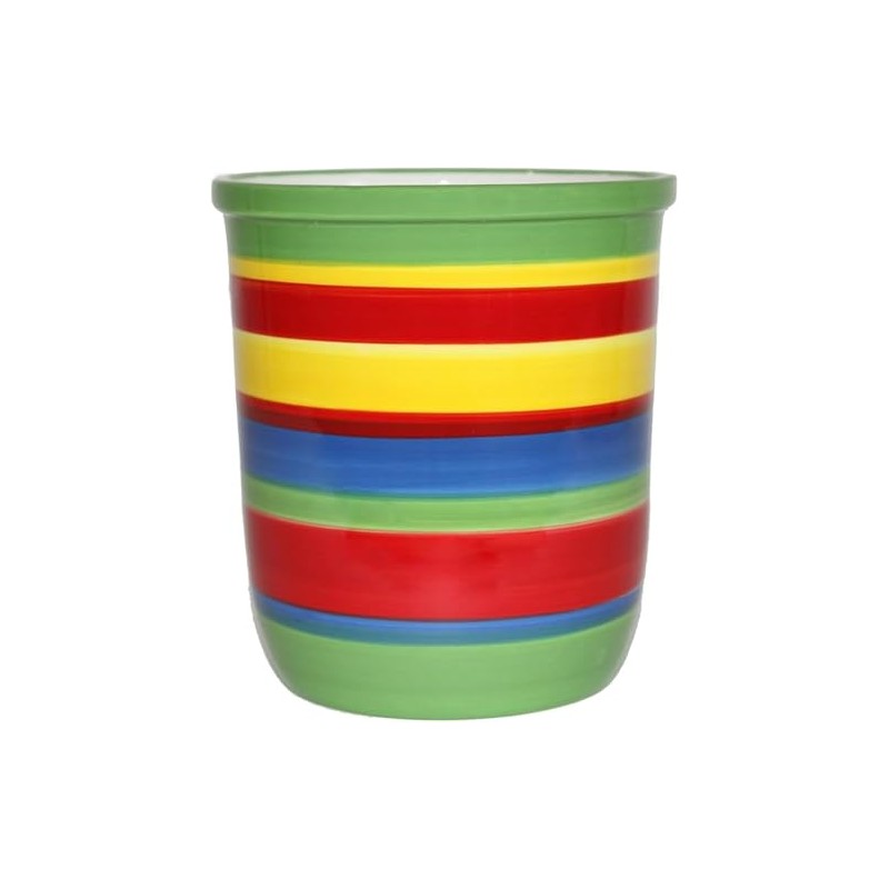 ACK Tuscany Colorful Rainbow, Hand Painted Ceramic Utensil Jar, 81739