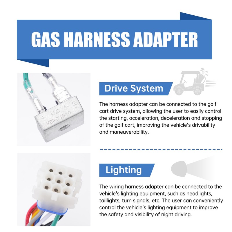 10L0L Golf Cart Harness Adapter-12V Headlight Voltage Reducer Harness for