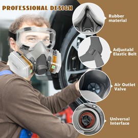 STARBST Respirator Gas Mask with Filters-Active Carbon Half Face Cover with Safety Glasses, Safety Mask for Sanding Mold Painting Chemicals Organic Vapors Epoxy Resin Welding Woodworking Grass Cutting