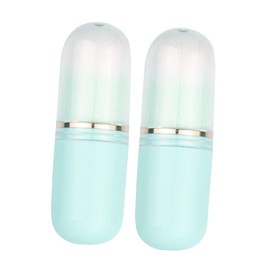 Beavorty 2pcs Retractable Makeup Brush Compact and Travel Brush for Blush Foundation and Contour Capsule-shaped Sky-blue for Easy Touchups
