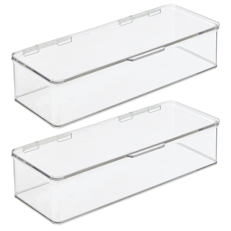 mDesign Long Plastic Kitchen Pantry/Fridge Storage Organizer Box Containers with