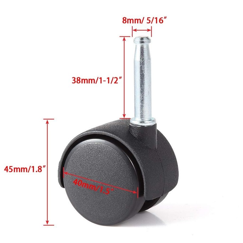 Just Accessories Pack of 8 Twin Nylon Wheel Castors Casters,