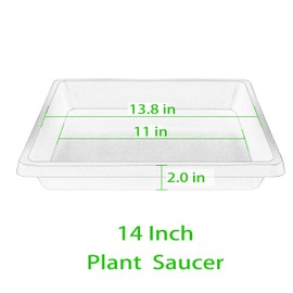 Square Plant Saucer 14 Inch 4 Pack, 6 8 10 12 13 16 18 20 Durable Plastic Plant Trays for Pots-Indoor Outdoor, Durable and Thicker Large Plant Drip Trays, Flower Planter Saucers for Potted Plants