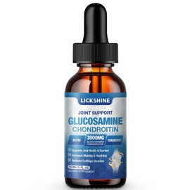lickshine 1 Pack Glucosamine Chondroitin MSM Liquid Drops - Extra Strength Joint Support Supplement for Adults with Quercetin Boswelia, Bromelain, Hyaluronic Acid, Antioxidant Immune Support (2 Fl oz)