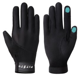 FitsT4 Sports Damen Reithandschuhe Sommer Netting Atmungsaktiv rutschfest Handschuhe Reiten Unisex Erwachsene Fahrradhandschuhe mit Touchscreen-Design für Reitsport Sports,Schwarz,L