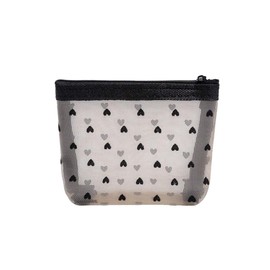 NORMAK Heart Mesh Pouch S Beige Cute Small Lip American Nail Cream Hand Cream Visible Contents Easy to Use, beige