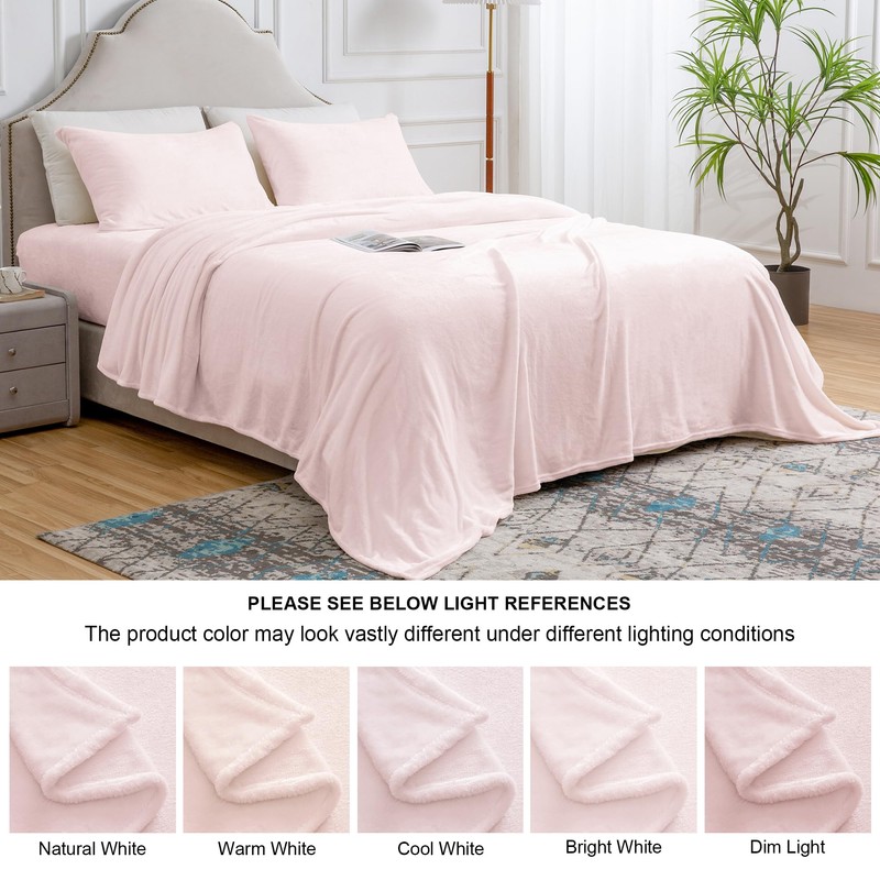 BEDELITE Flannel Sheets Full Size Pink - Super Soft Fleece