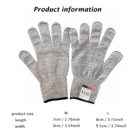JNGTKL Cut Proof Gloves, 2 Pairs Gray Cut Resistant Gloves, Comfortable Cut Resistant Work Gloves, Suitable For Kitchen Cut Meat, Outdoor Work, Wood Cutting Work Gloves (M+L)
